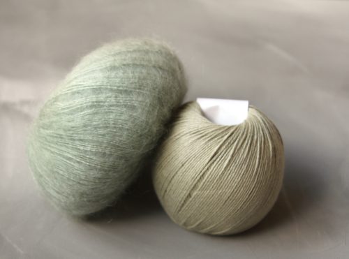 Krea Deluxe Organic Cotton värissä 39, Knitting for Olive Soft Silk Mohair värissä Dusty Artichoke